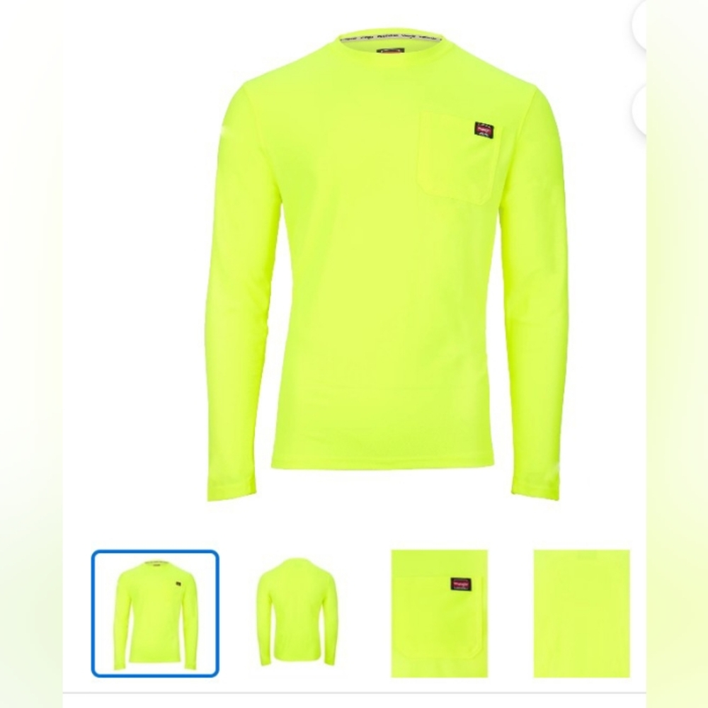 Mens Wrangler Workwear Yellow Long Sleeve Shirt Pen Pocket